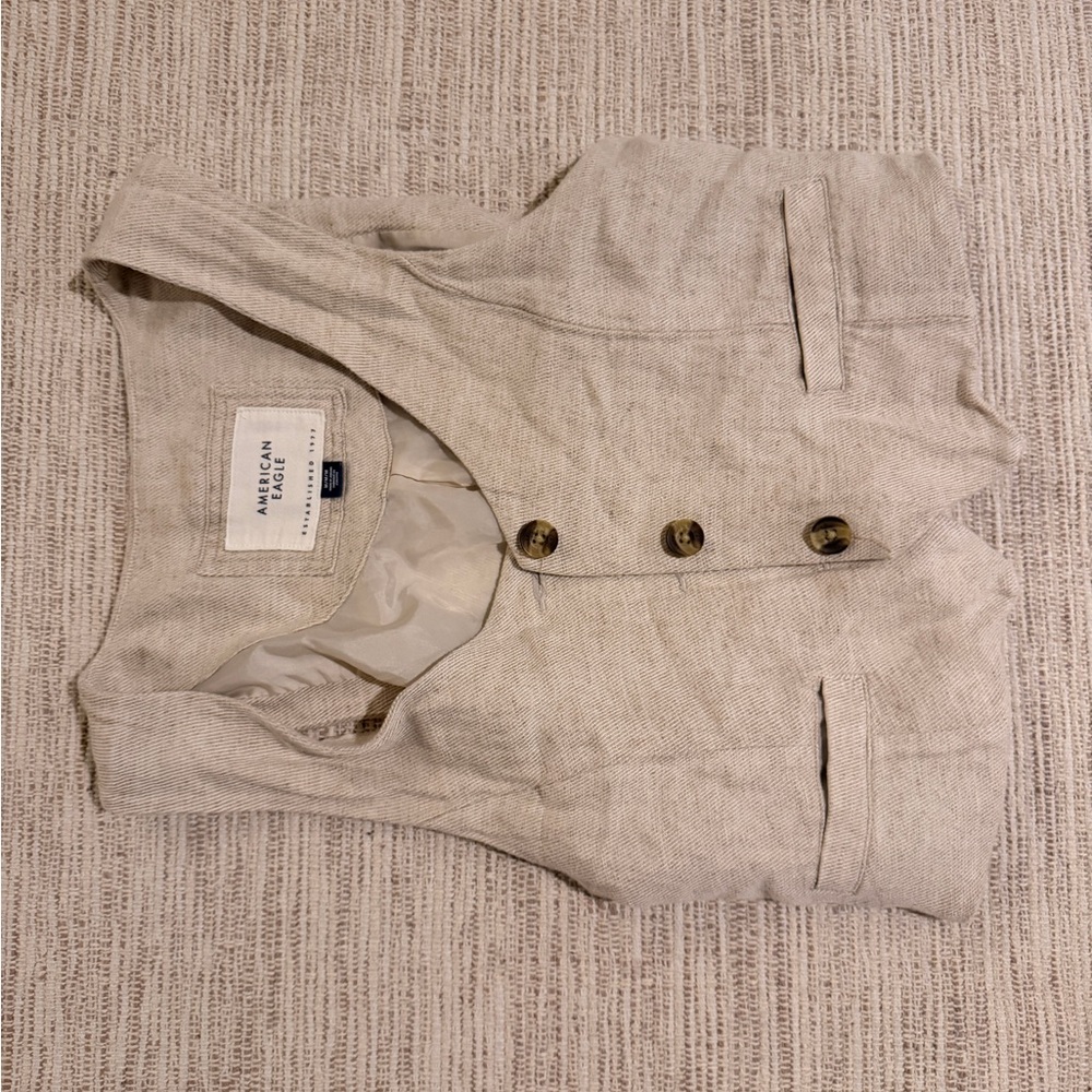 American Eagle Neutral Tan Button-Front Vest
